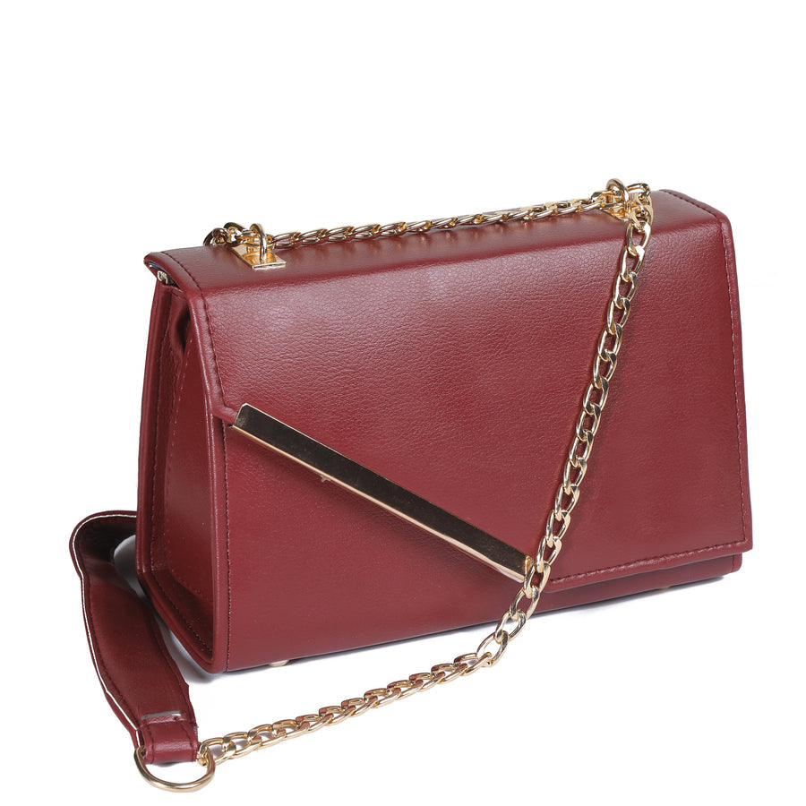 Zelosstyle Burgundy Luxe Cross Body Bag