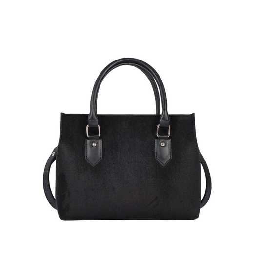 Zelosstyle Black suede small satchel bag