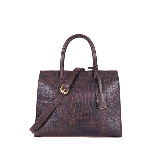 Zelosstyle Dark brown crocodile vintage handbag