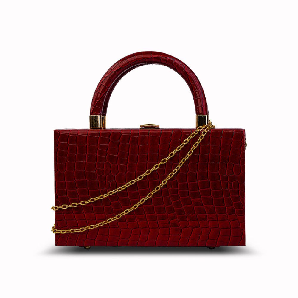 Zelosstyle Burgundy Double Handle Boxy Bag