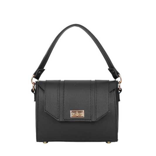 Zelosstyle Black compact top-handle cross-body bag