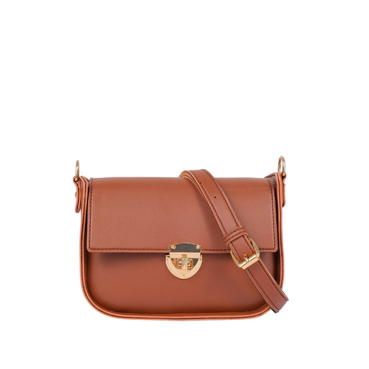 Zelosstyle Brown saddle bag with twist lock