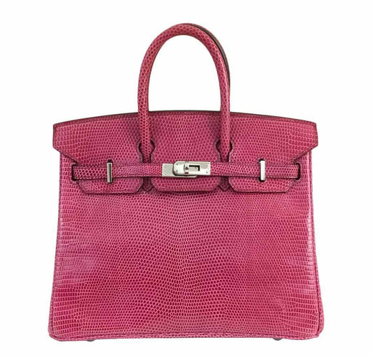 Hermès Lizard Birkin Bag Fuchsia Pink 25cm