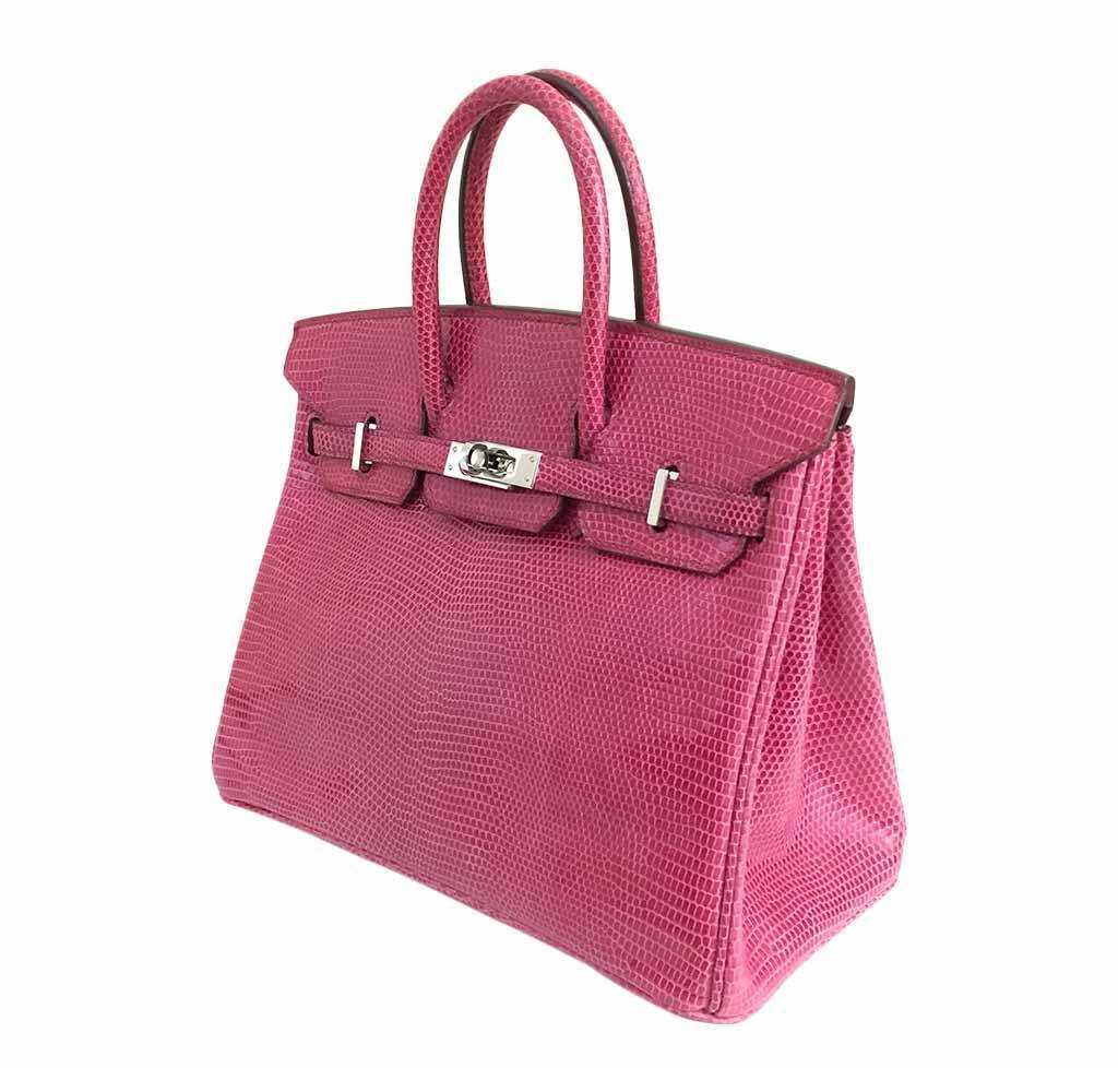 Hermès Lizard Birkin Bag Fuchsia Pink 25cm