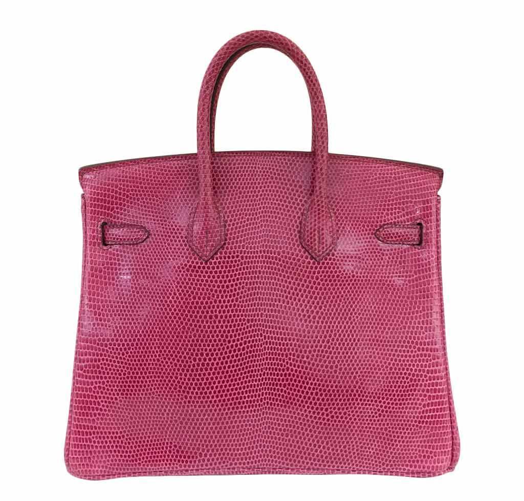 Hermès Lizard Birkin Bag Fuchsia Pink 25cm