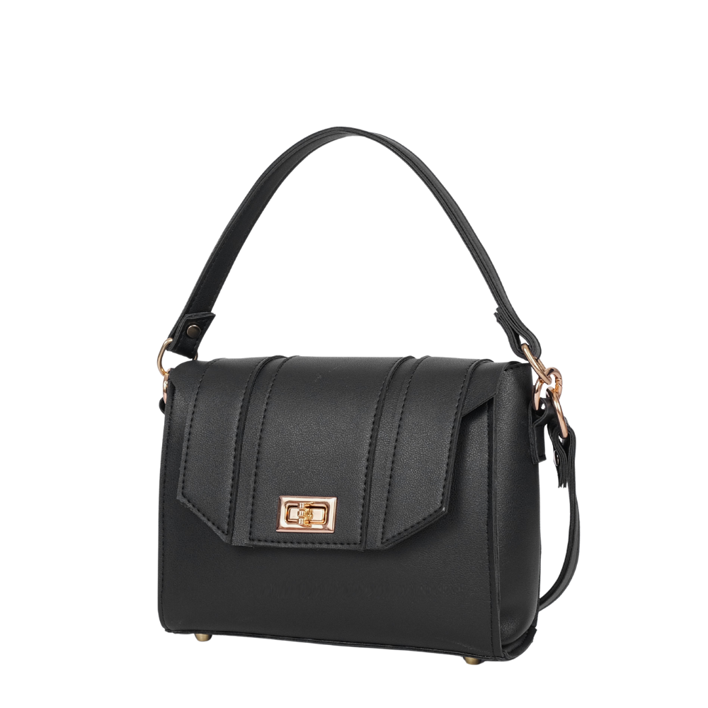 Zelosstyle Black compact top-handle cross-body bag