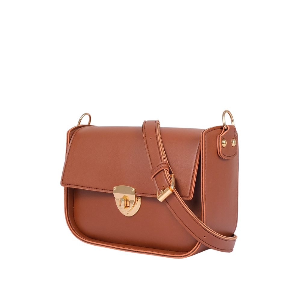 Zelosstyle Brown saddle bag with twist lock