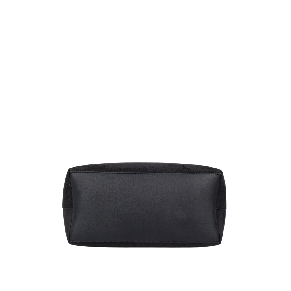 Zelosstyle Black suede small satchel bag