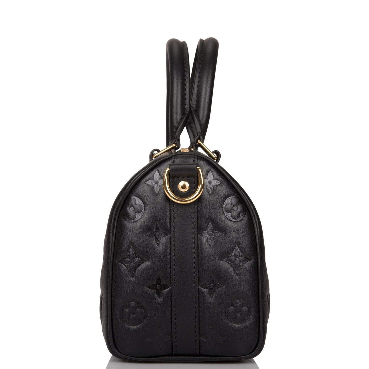 Louis Vuitton Black Embossed Monogram Speedy Bandouliere 22