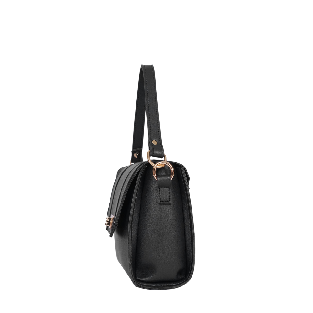 Zelosstyle Black compact top-handle cross-body bag