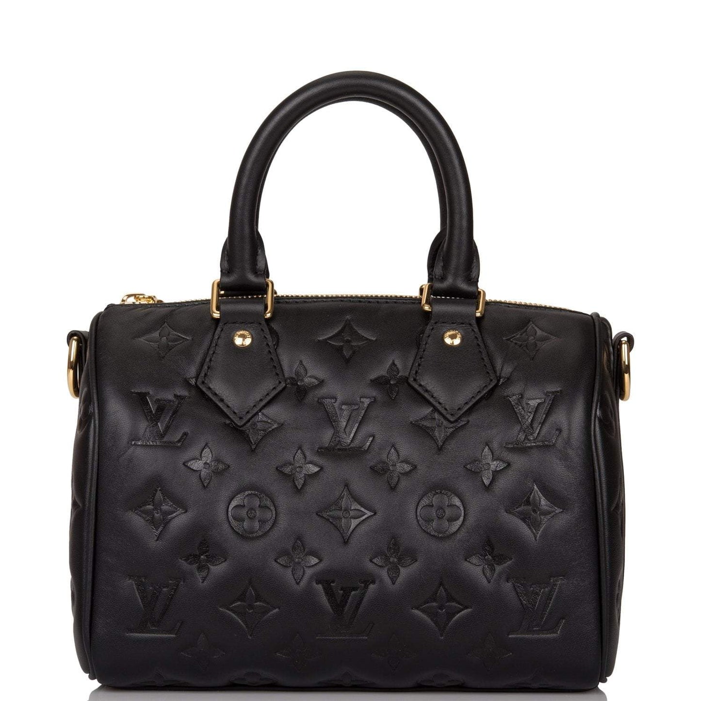 Louis Vuitton Black Embossed Monogram Speedy Bandouliere 22