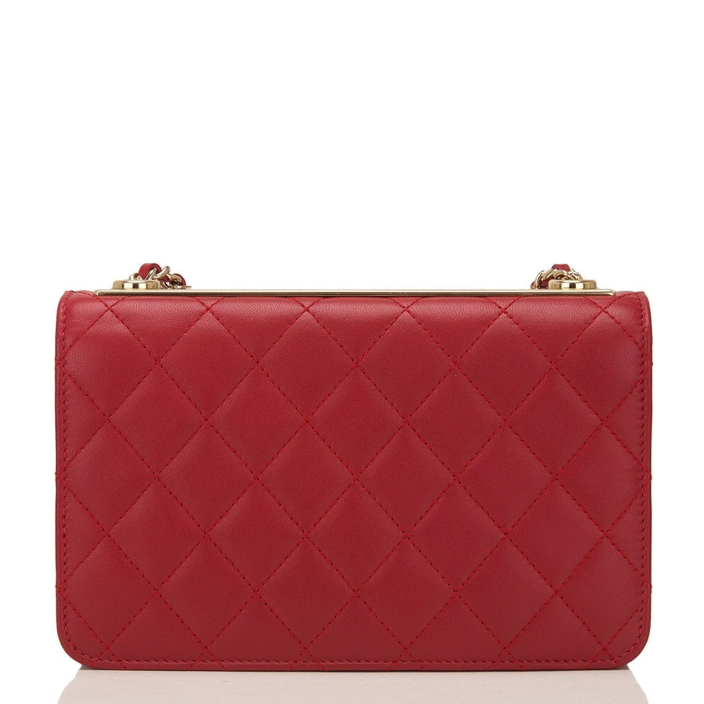 Chanel Red Quilted Lambskin Trendy CC Wallet On Chain (WOC)