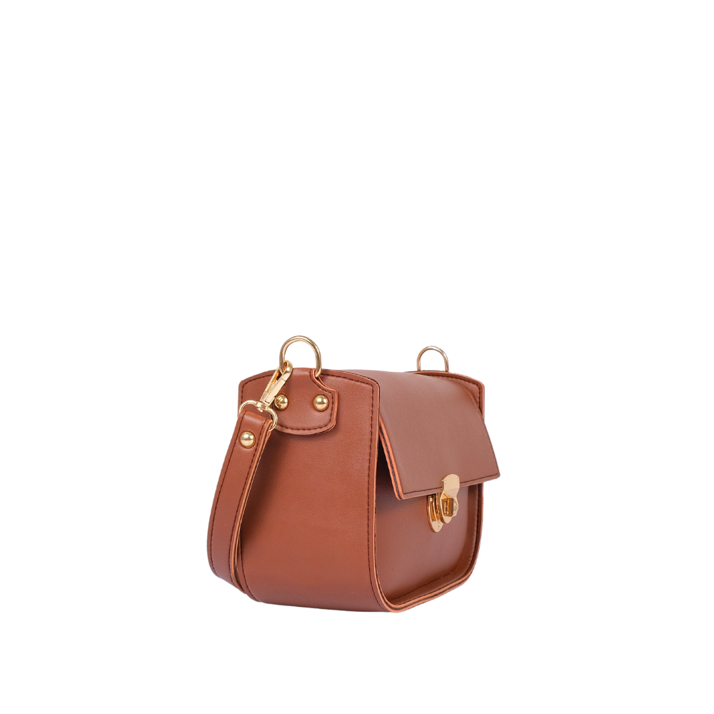 Zelosstyle Brown saddle bag with twist lock