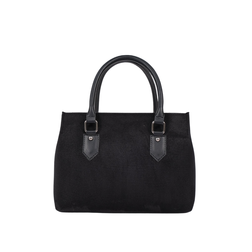 Zelosstyle Black suede small satchel bag