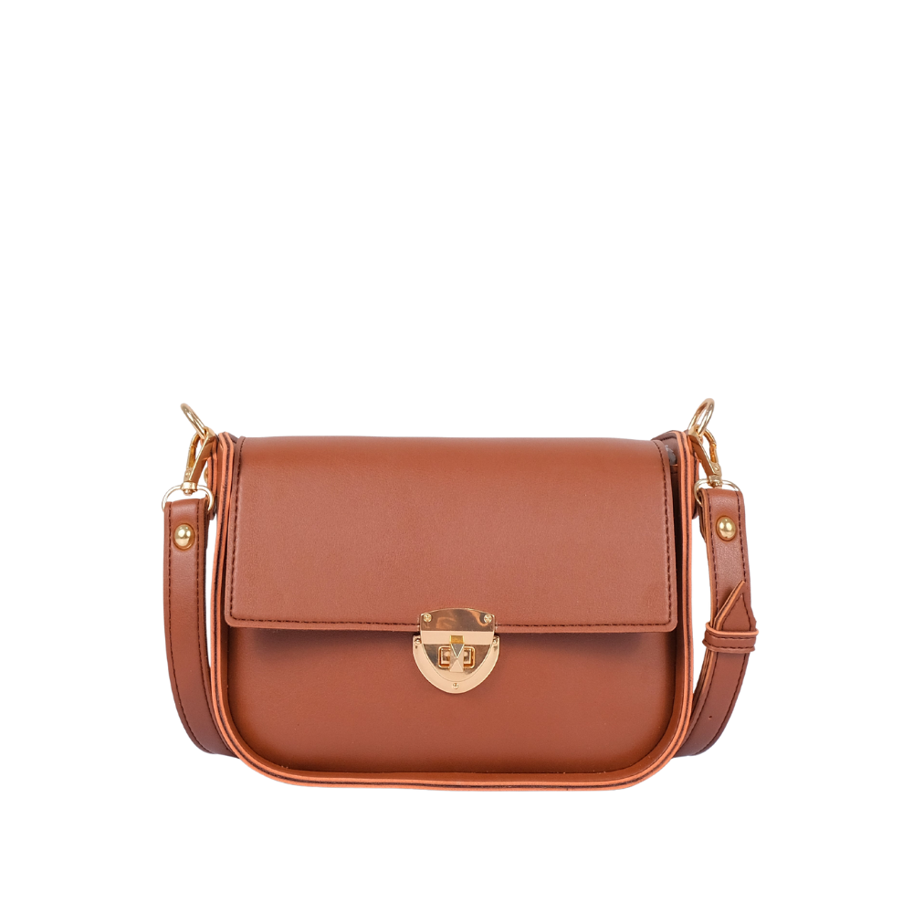 Zelosstyle Brown saddle bag with twist lock