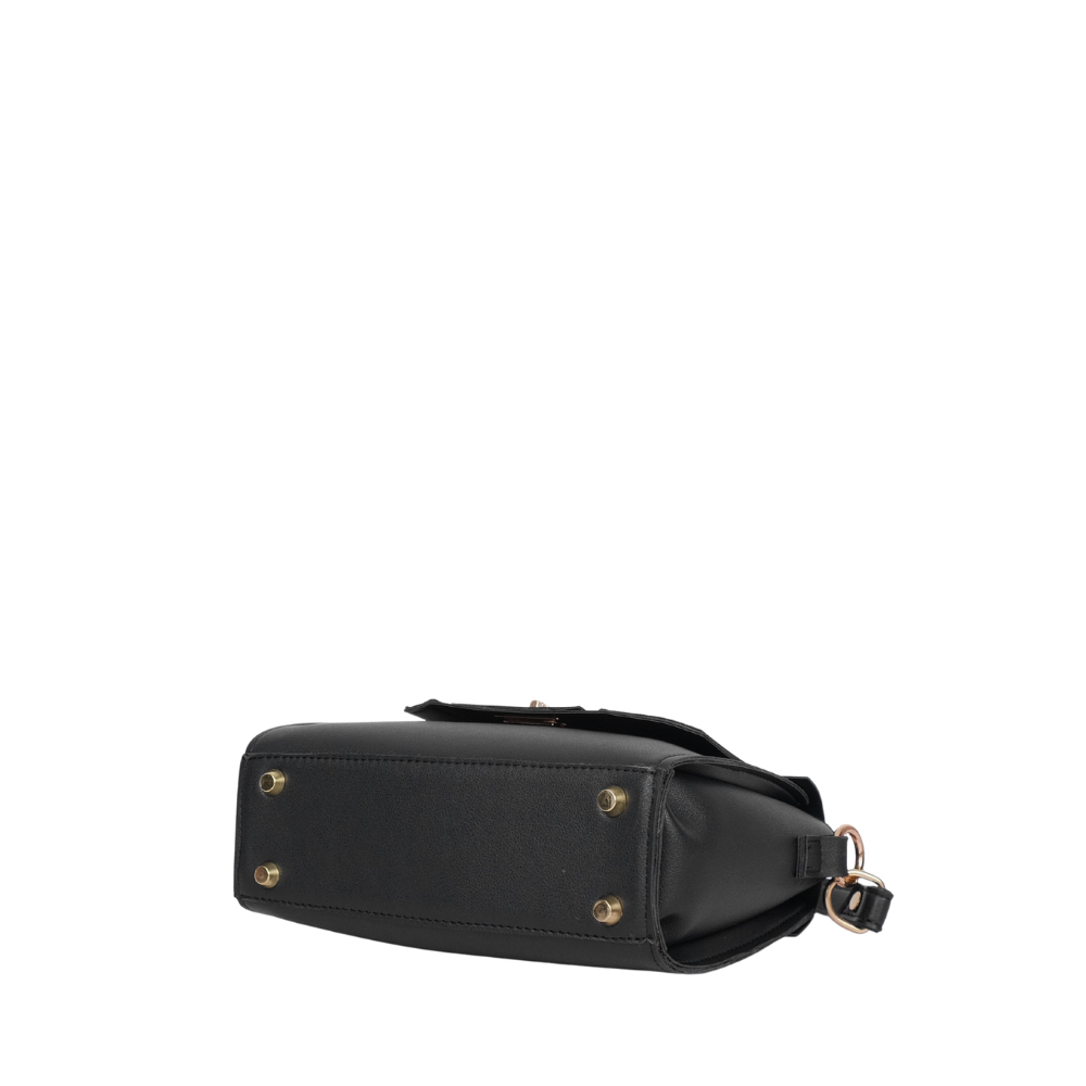 Zelosstyle Black compact top-handle cross-body bag