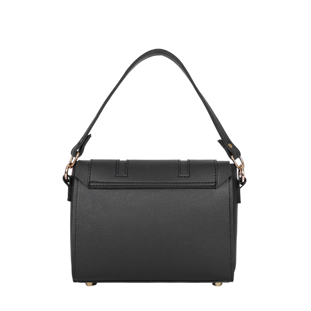 Zelosstyle Black compact top-handle cross-body bag