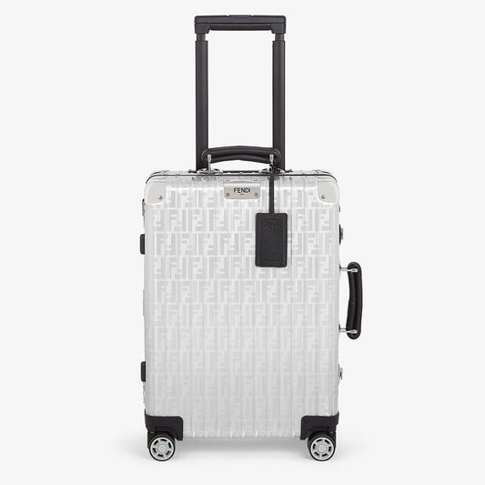 Fendi Aluminum Trolley Case With Leather Details