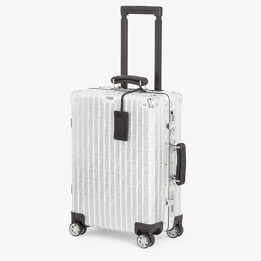 Fendi Aluminum Trolley Case With Leather Details