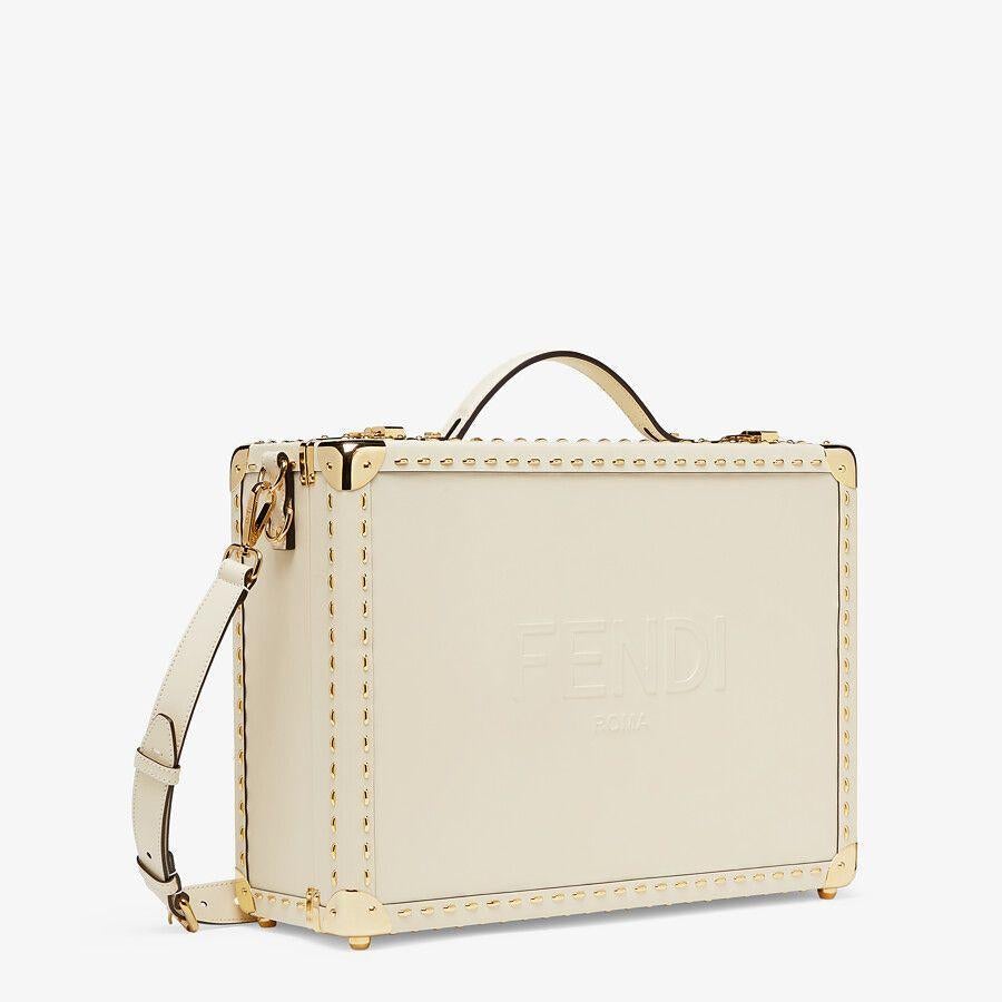 Fendi Medium White Leather Suitcase