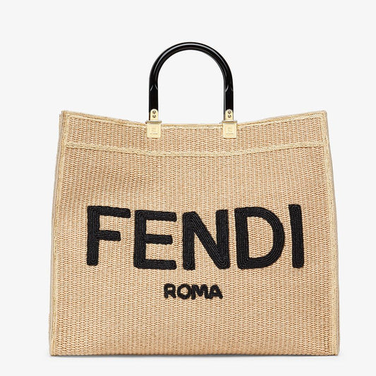 Fendi Large Woven Straw Shopper