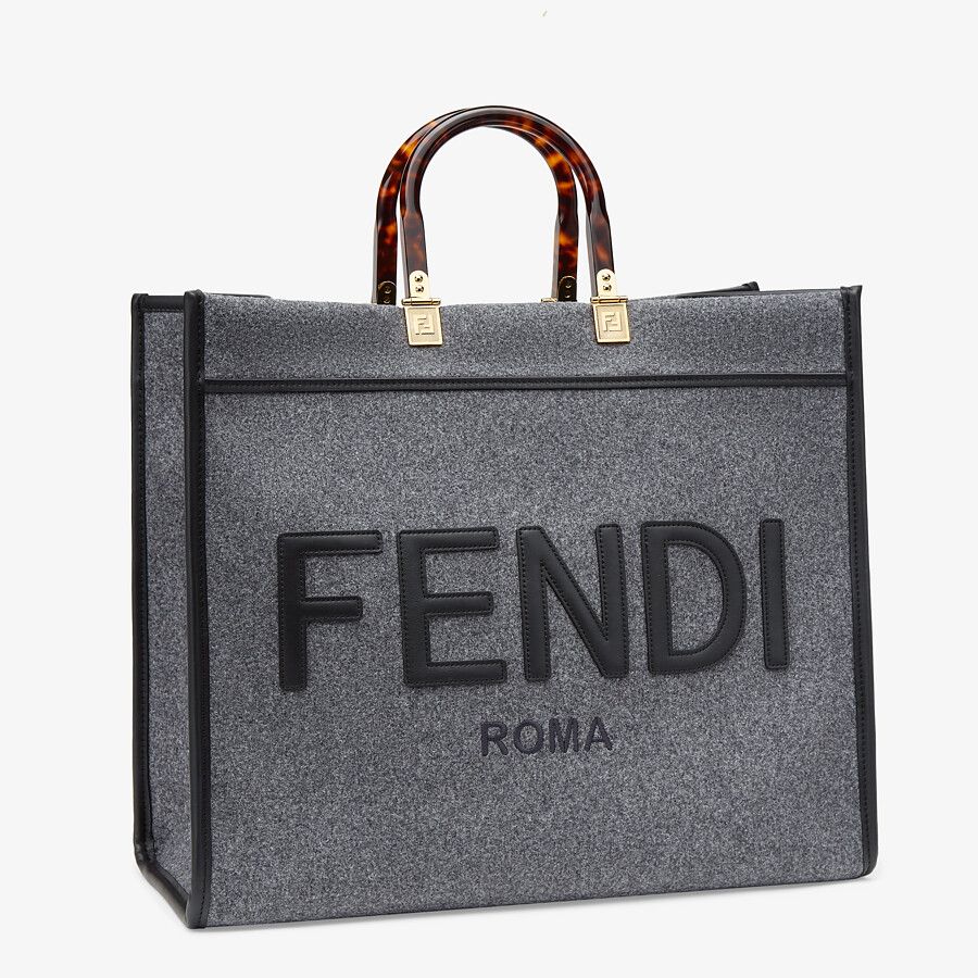 Fendi Large Gray Flannel Shopper