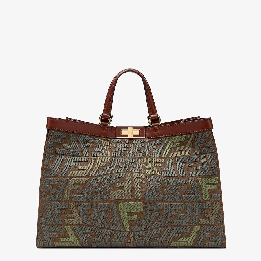 Fendi Embroidered Green Canvas Bag