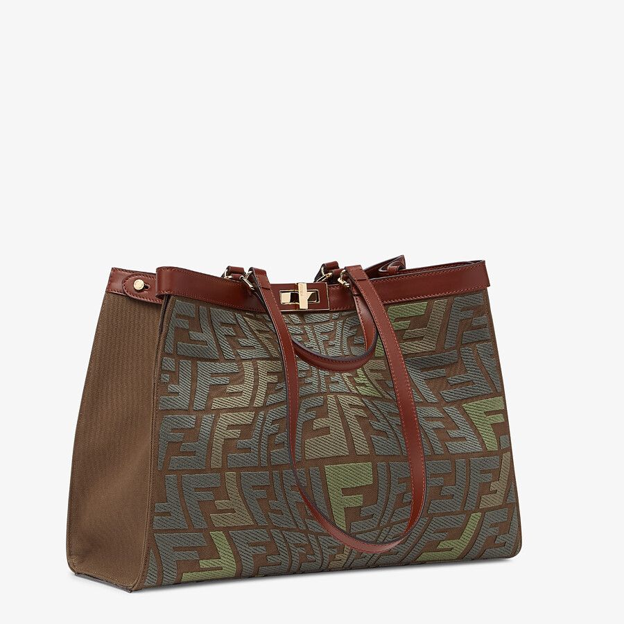 Fendi Embroidered Green Canvas Bag