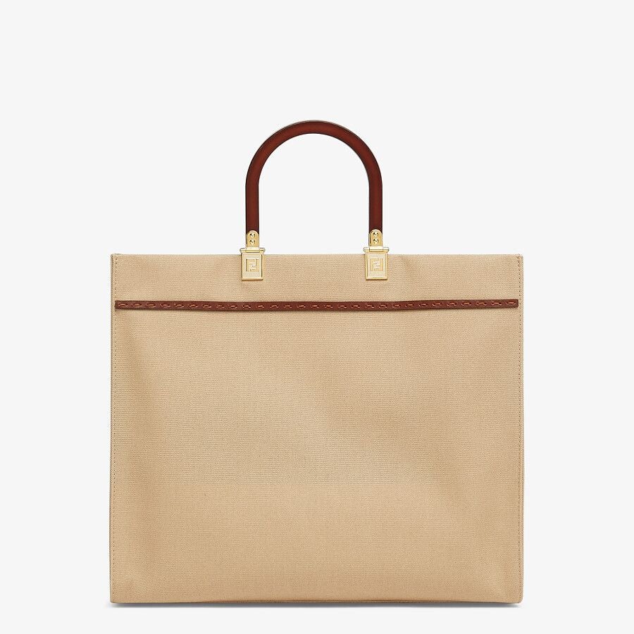 Fendi Sunshine Medium Beige Canvas Bag