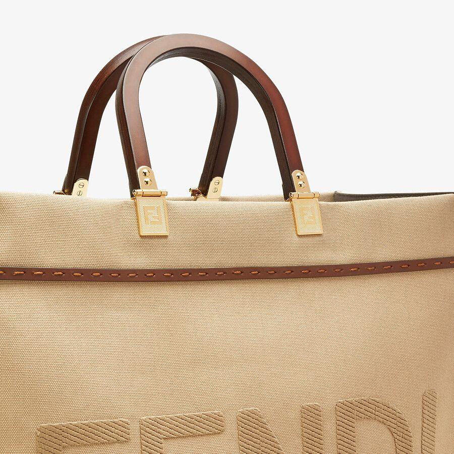 Fendi Sunshine Medium Beige Canvas Bag