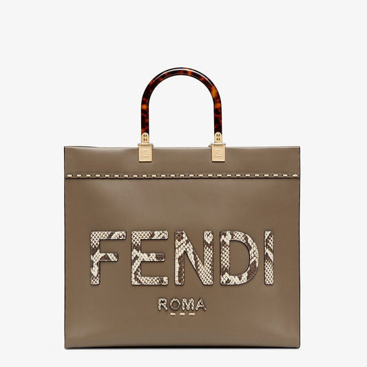 Fendi Sunshine Leather and Elaphe Shopper