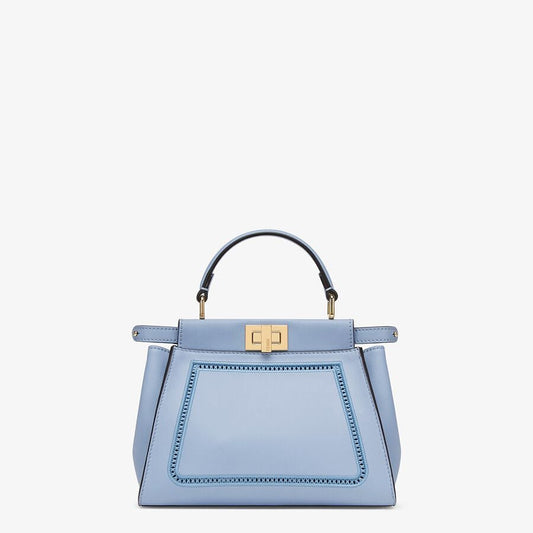 Fendi Mini Light Blue Leather Bag With Embroidery