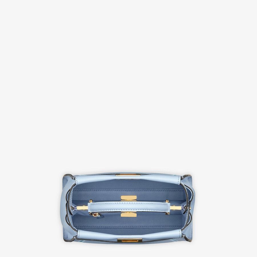 Fendi Mini Light Blue Leather Bag With Embroidery