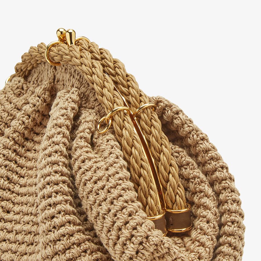 Fendi Beige Cotton-crochet Pochette