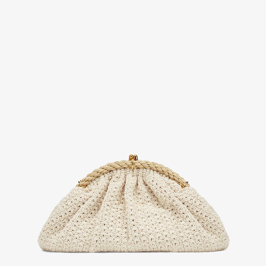 Fendi White Cotton-crochet Pochette