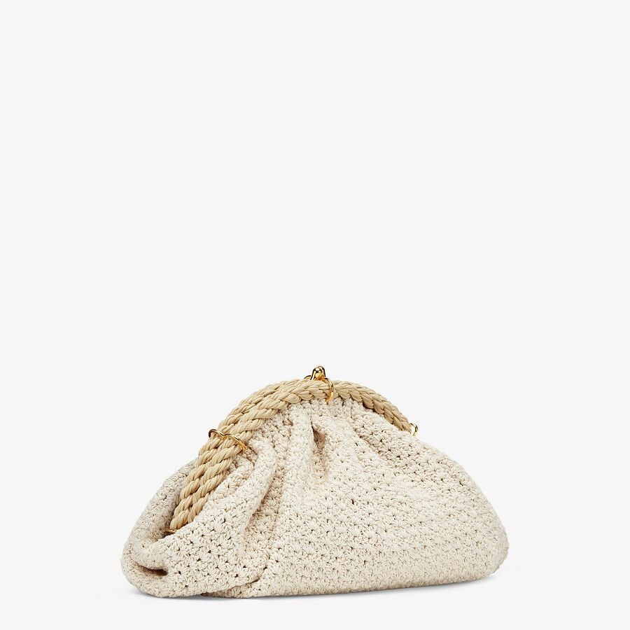 Fendi White Cotton-crochet Pochette