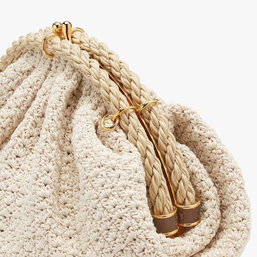 Fendi White Cotton-crochet Pochette