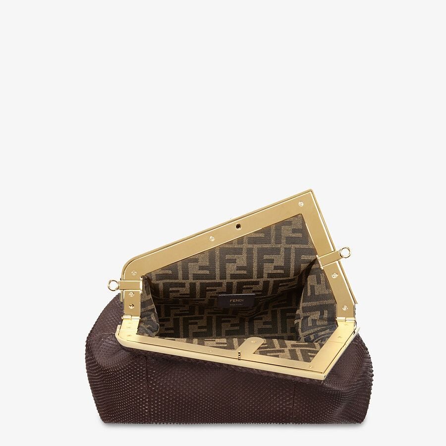 Fendi Dark Brown Python Leather Bag