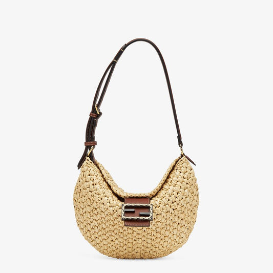 Fendi Small Croissant Woven Straw Bag