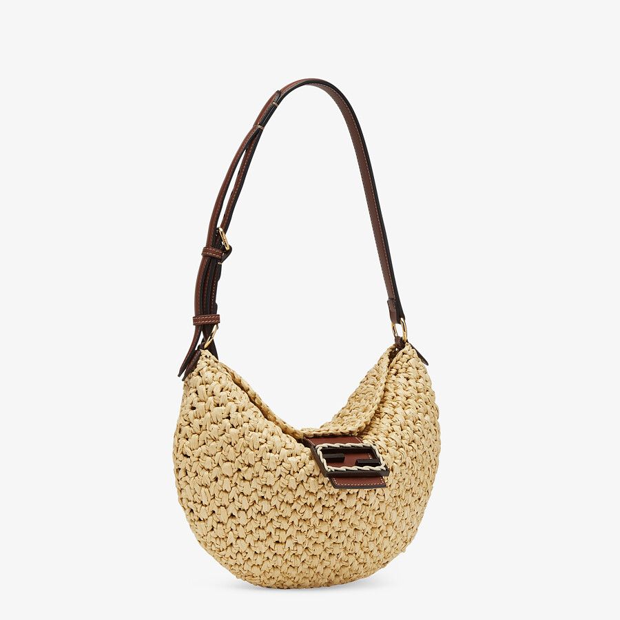 Fendi Small Croissant Woven Straw Bag