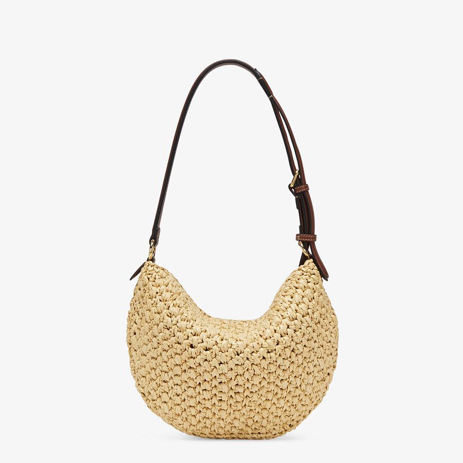 Fendi Small Croissant Woven Straw Bag