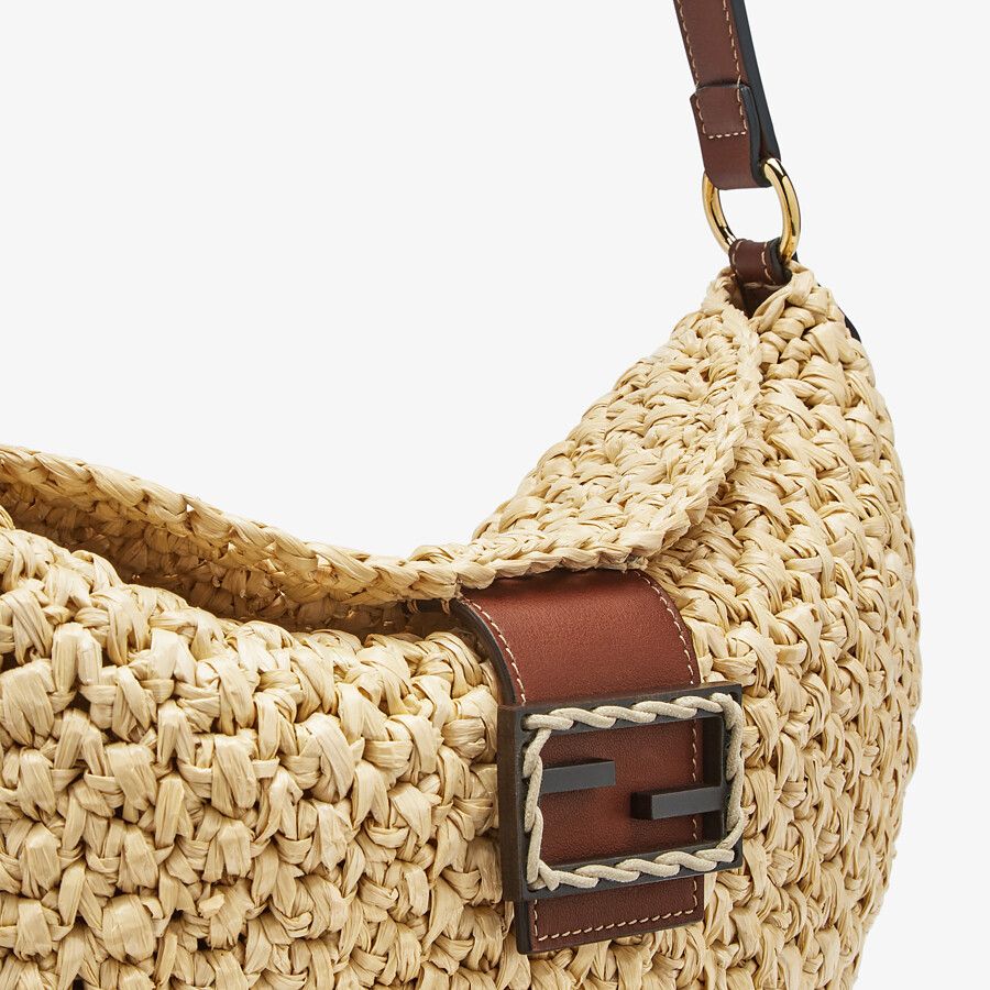 Fendi Small Croissant Woven Straw Bag