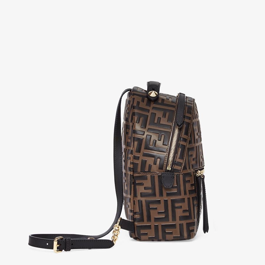 Fendi Brown Leather Ff Backpack