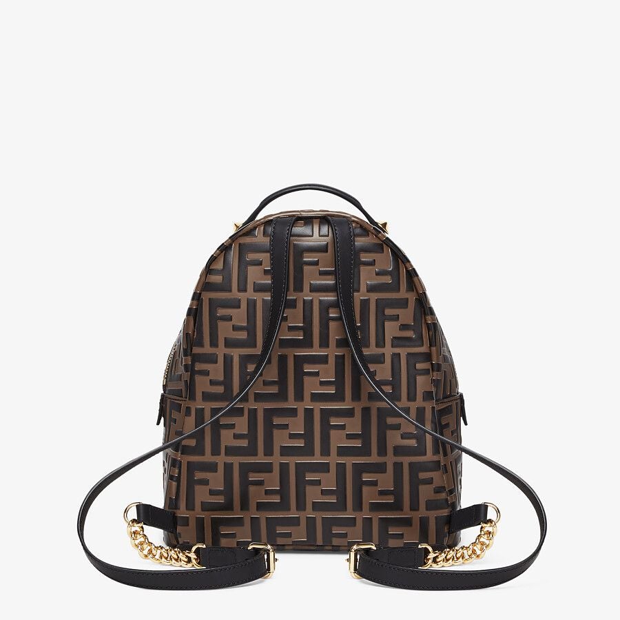 Fendi Brown Leather Ff Backpack