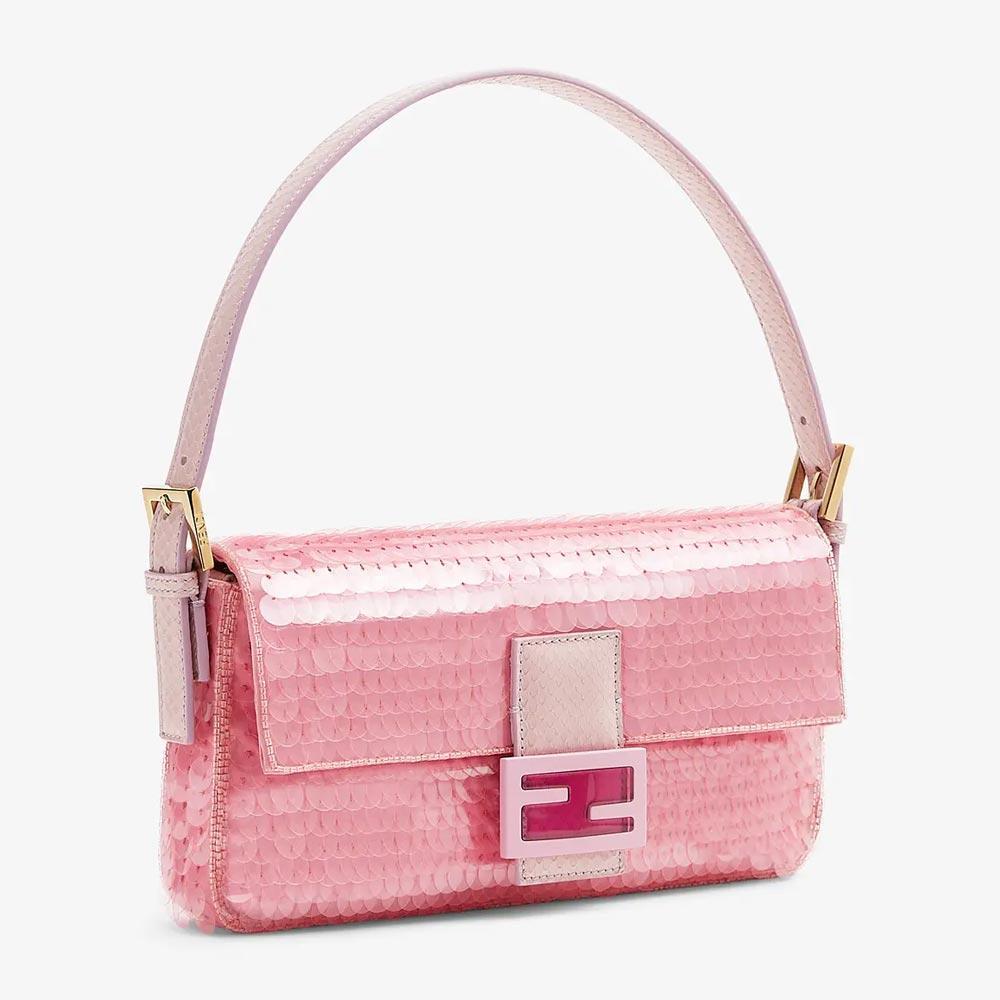 BAGUETTE 1997 Pink Satin Bag With Sequins