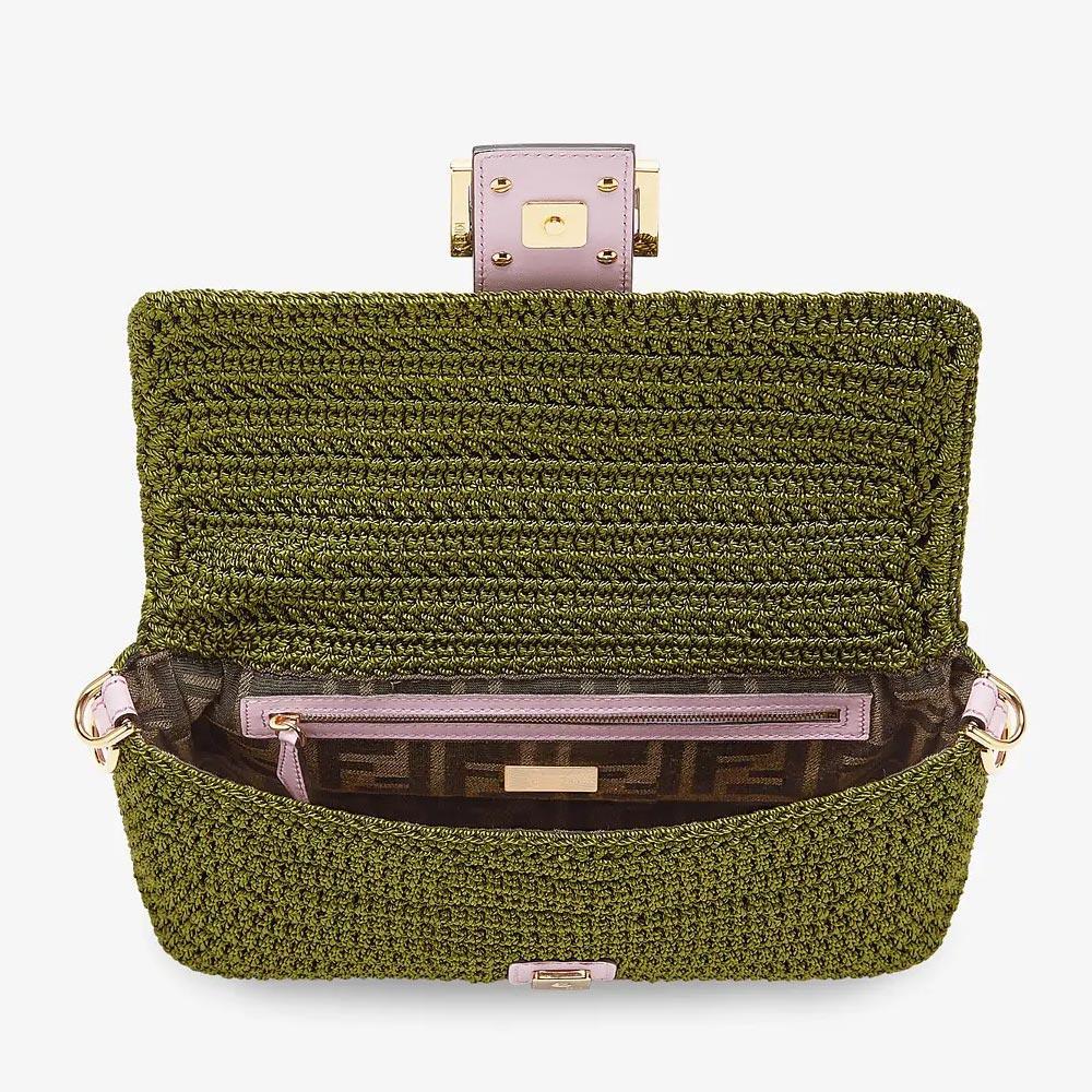 BAGUETTE Green Cotton Crochet Bag