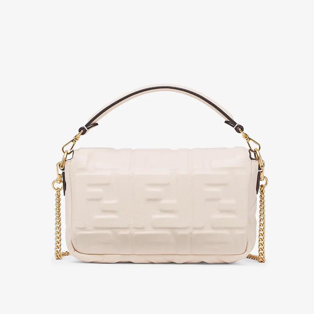 BAGUETTE White Nappa Leather FF Bag