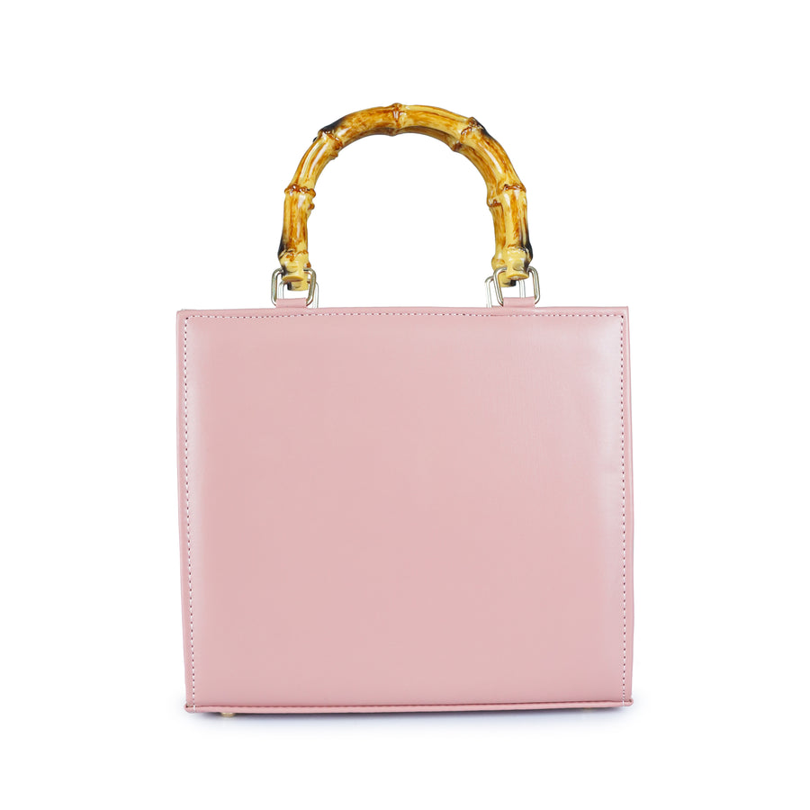 Baby Pink Bamboo Handle Bag