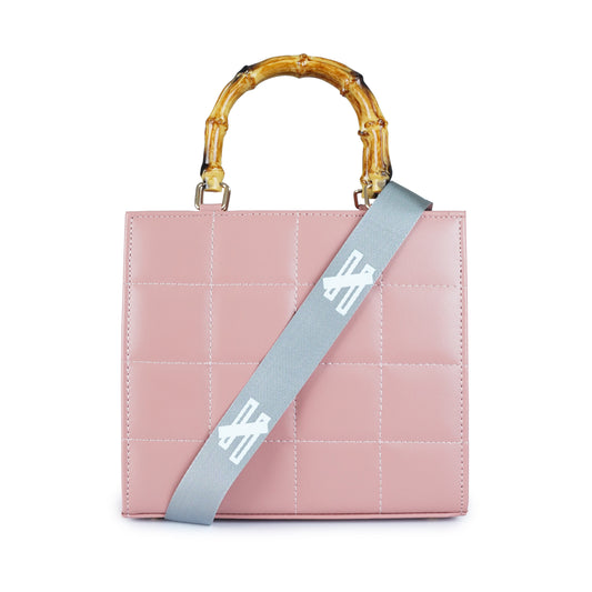 Baby Pink Bamboo Handle Bag