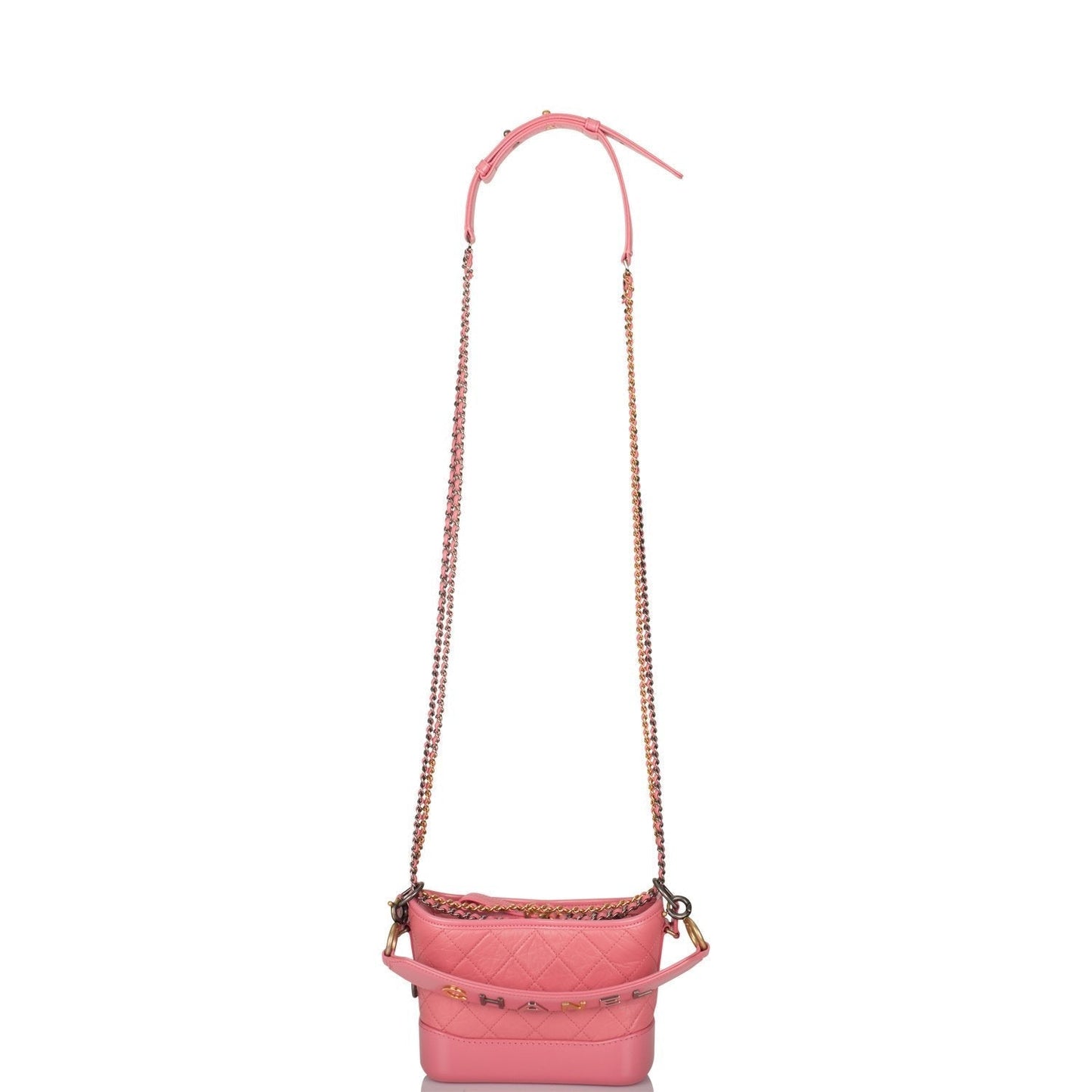 Chanel Gabrielle 20 Hobo Bag Pink Lambskin Mixed Metal Hardware